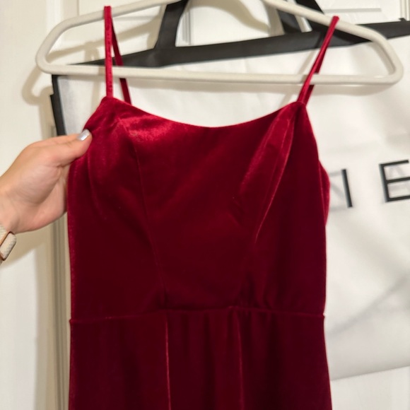 Azazie velvet spaghetti strap dress with slit. Floor length - Picture 9 of 10